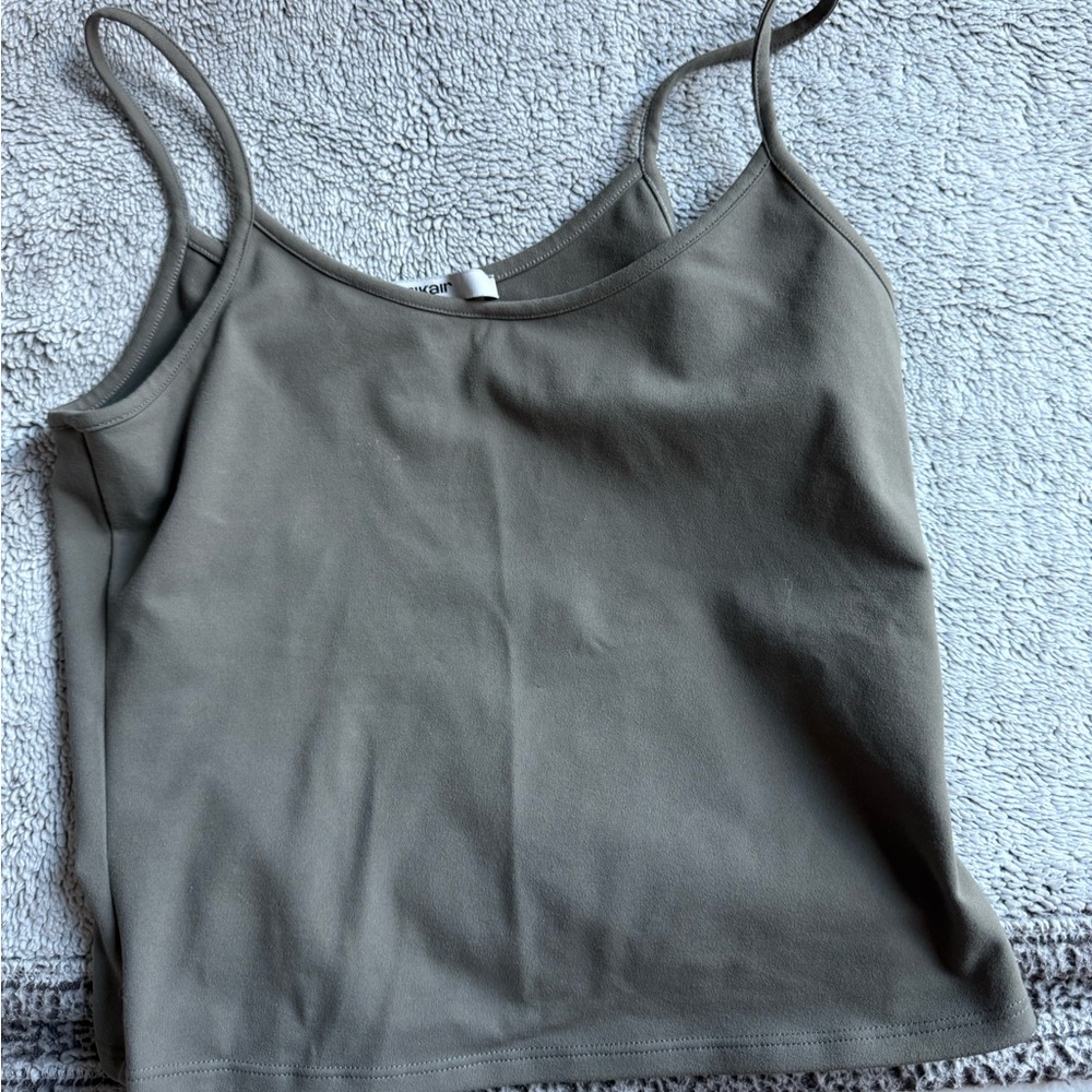 TANK AIR olive green tank top M